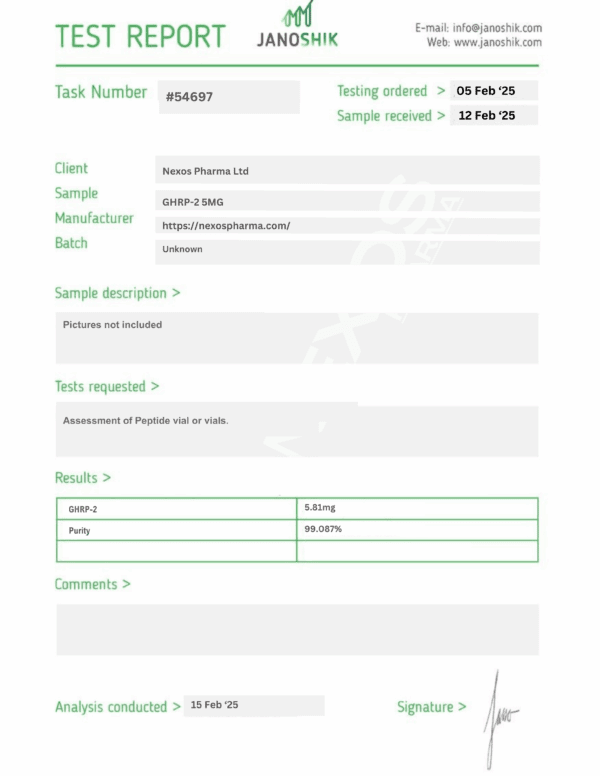 GHRP-2 5MG test result