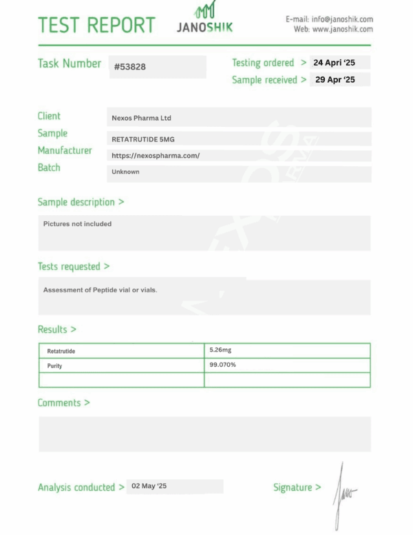 RETATRUTIDE 5MG test result